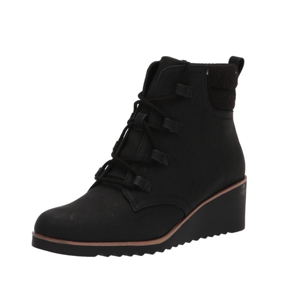 Life-stride Zone Suede Wedge black Booties Size 7M New - Picture 1 of 11